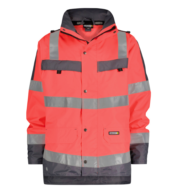 Blomeyer Dassy Warnschutz Regenparka Atlantis Neonrot/Zementgrau (bedruckt)